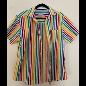 Anthropology Trinity multicolored striped short-sleeved shirt, great condition,L